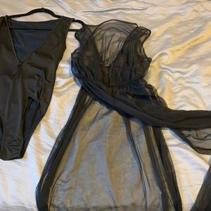 Bodysuit with sheer dress